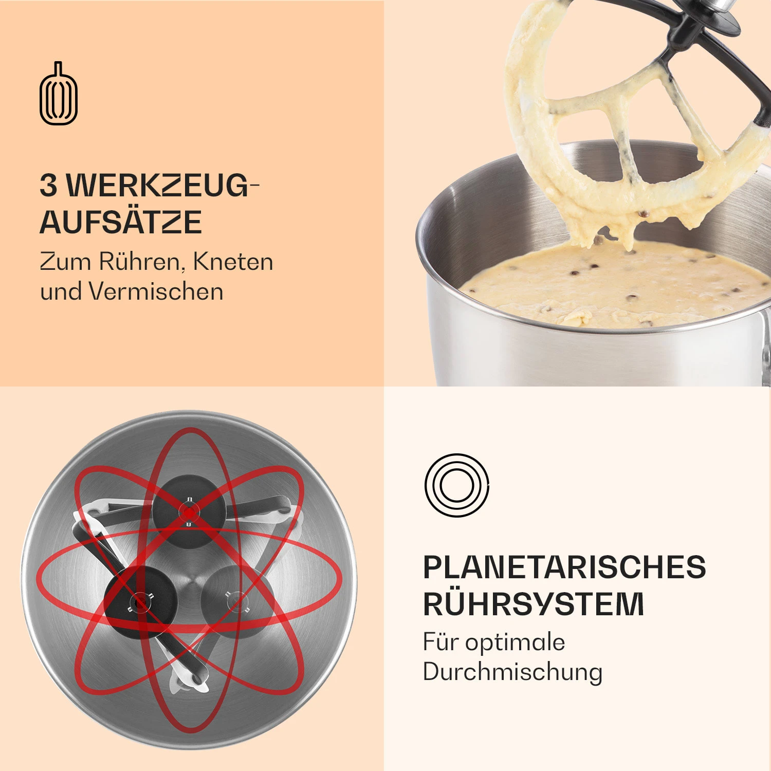 Bella Küchenmaschine 2000 W / 2,7 PS 5 Ltr Edelstahl BPA-frei 4 Bella Küchenmaschine 2000 W / 2,7 PS 5 Ltr Edelstahl BPA-frei – Bild 4