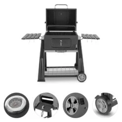 Bigfoot Holzkohlegrill Smoker BBQ-Grill 55 X 40 Cm Stahl Schwarz -Küchengeräte 10029763 yy 0004 detail Klarstein Bigfoot BBQ Grill Smoker