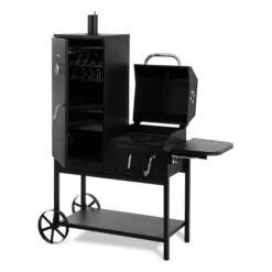 Fleischbrocken Holzkohlegrill Smoker Räucherofen BBQ-Grill Schwarz -Küchengeräte 10030554 yy 0007 front Professional charcoal grill and smoker