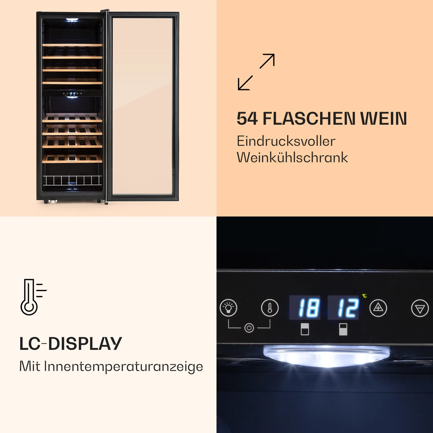 Vinamour 54 Duo Weinkühlschrank 2 Zonen 148 Ltr 54 Fl Touch-Display 4 Vinamour 54 Duo Weinkühlschrank 2 Zonen 148 Ltr 54 Fl Touch-Display – Bild 4