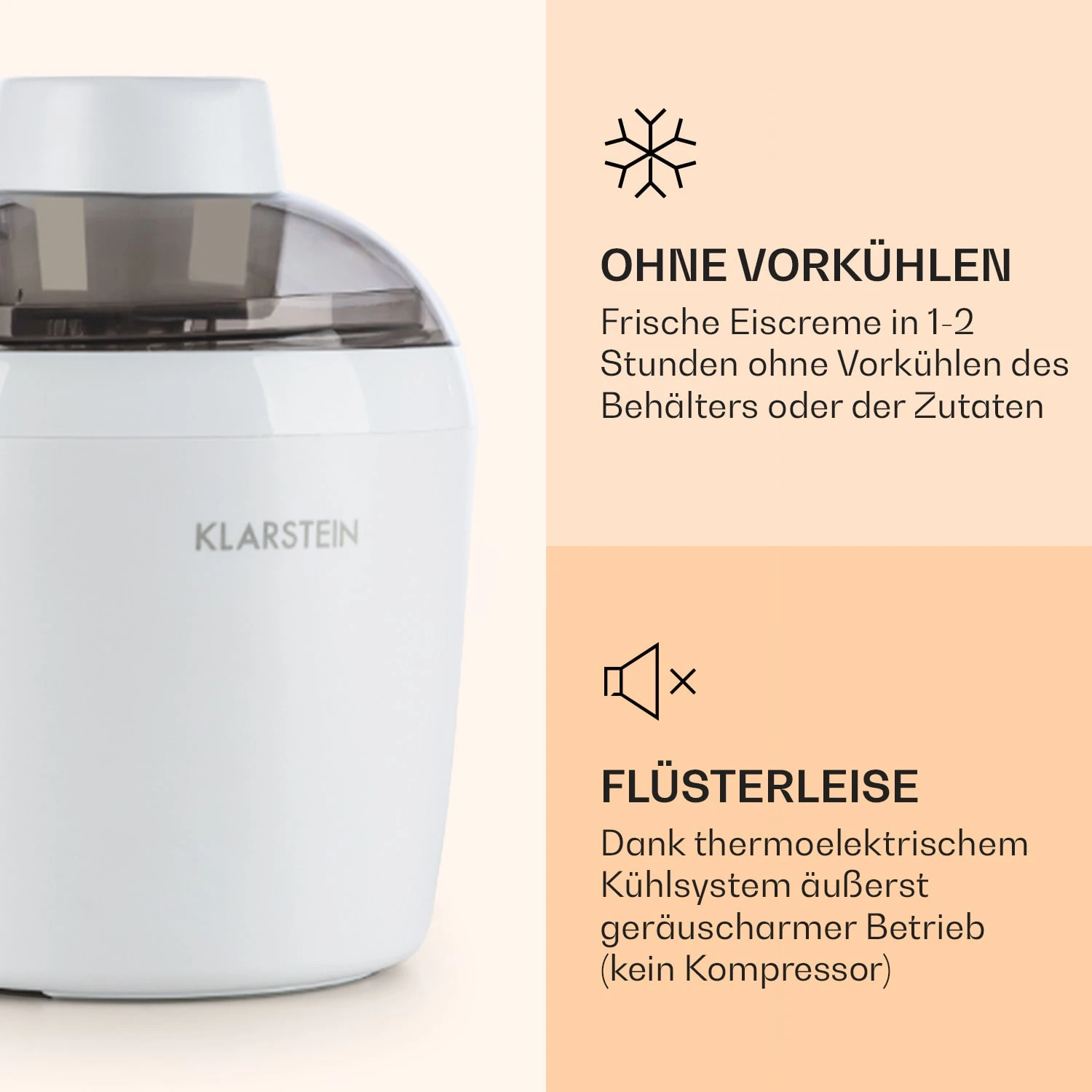 Schneeflöckchen Eiscremebereiter Thermoelektrisch 700ml Leise Weiß 3 Schneeflöckchen Eiscremebereiter Thermoelektrisch 700ml Leise Weiß – Bild 3