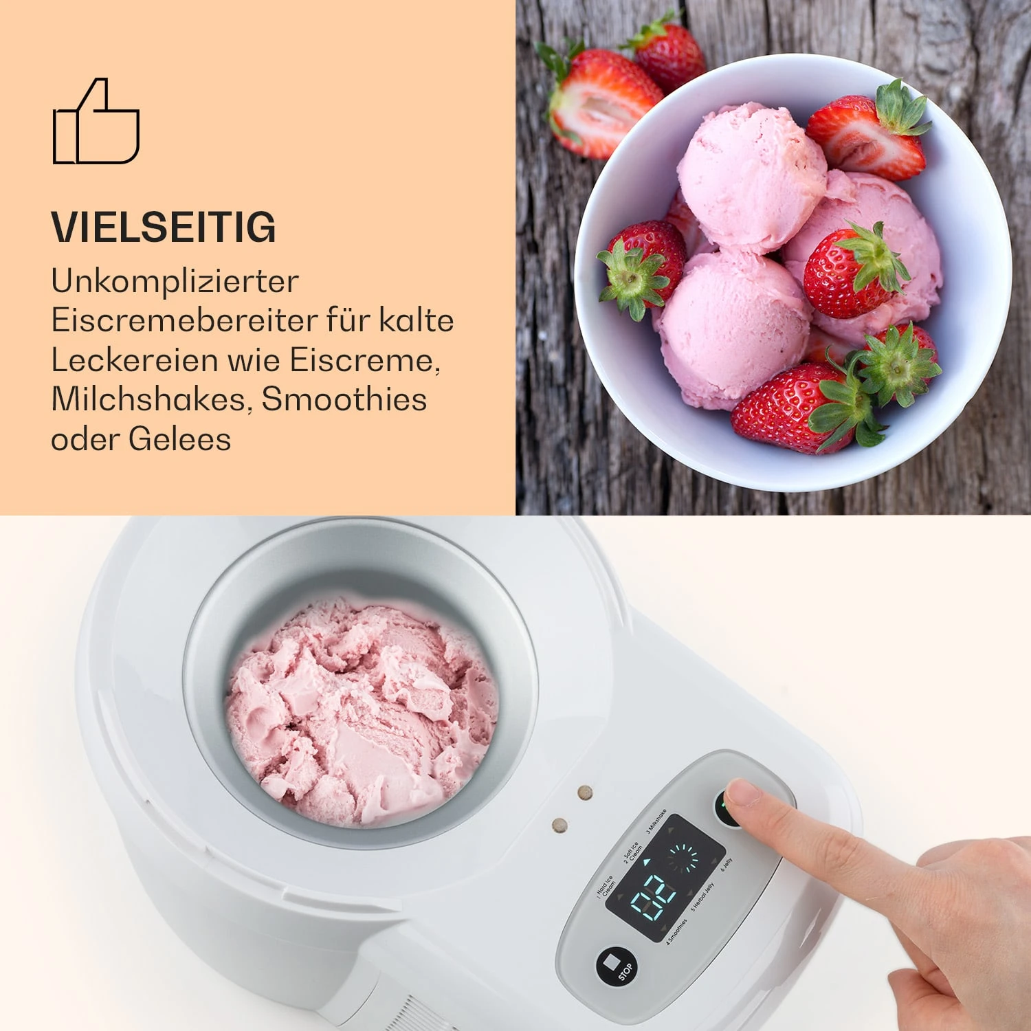 Schneeflöckchen Eiscremebereiter Thermoelektrisch 700ml Leise Weiß 4 Schneeflöckchen Eiscremebereiter Thermoelektrisch 700ml Leise Weiß – Bild 4