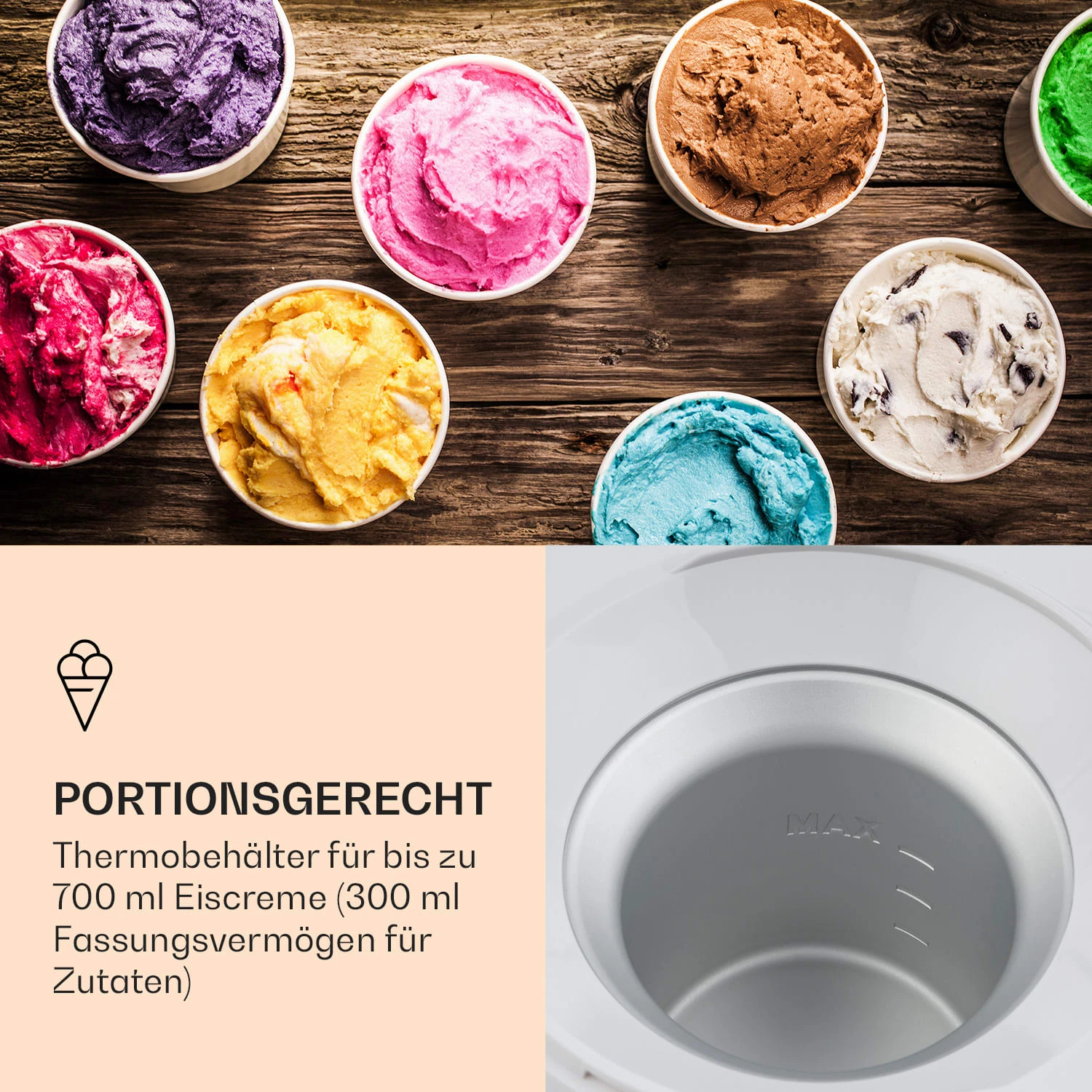 Schneeflöckchen Eiscremebereiter Thermoelektrisch 700ml Leise Weiß 5 Schneeflöckchen Eiscremebereiter Thermoelektrisch 700ml Leise Weiß – Bild 5