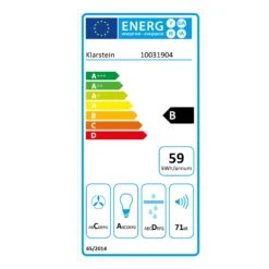 Aurica 60 Dunstabzugshaube 60cm 600 M³/h LED Touch Glas -Küchengeräte 10031904 energy label