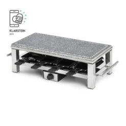 Schmelzlette Raclette 1500W Naturstein-Platte Edelstahlgehäuse -Küchengeräte 10032028 yy 0007 logo Klarstein Schmelzlette Raclette 1500W Edelstahl