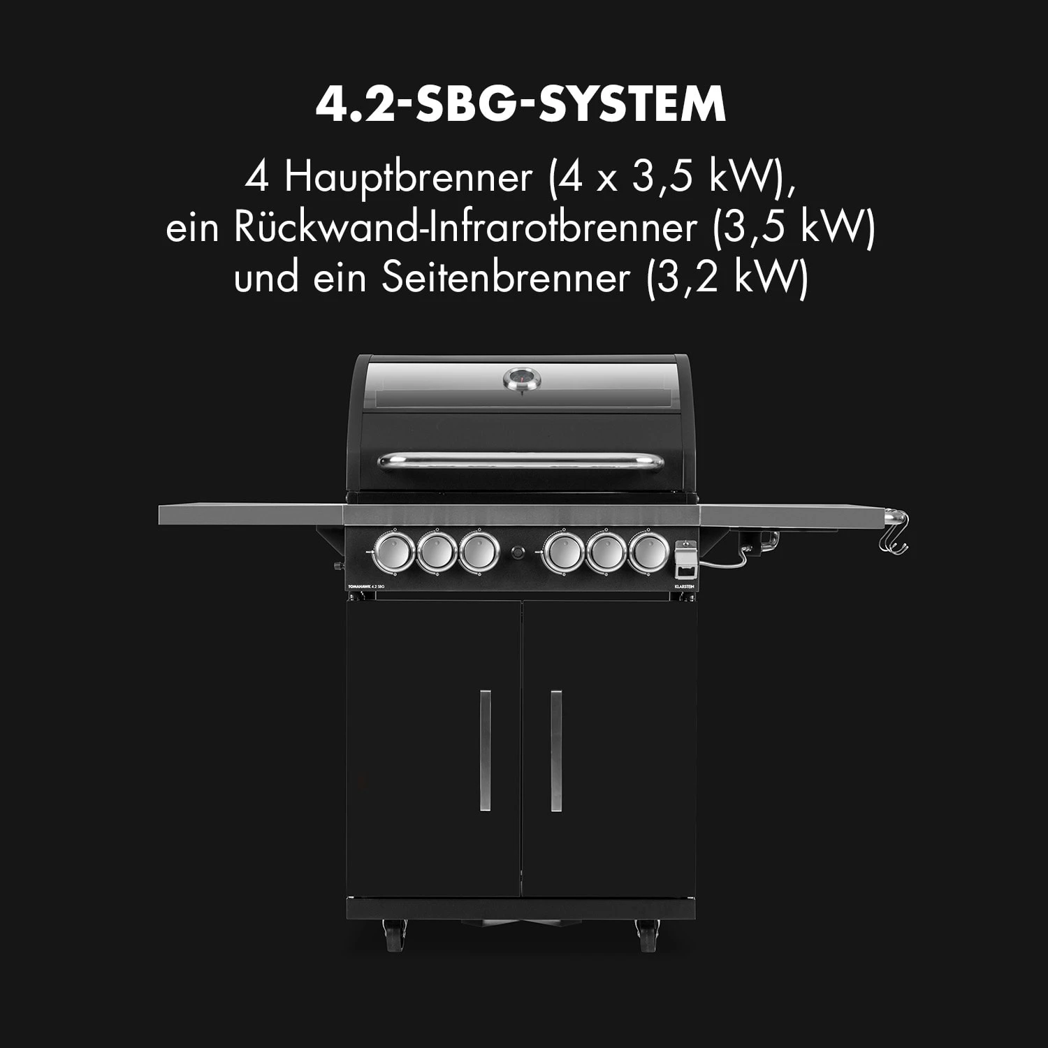 Tomahawk 4.2 SBG Gasgrill 6 Brenner 20,7 KW 64x42cm Grill Edelstahl 2 Tomahawk 4.2 SBG Gasgrill 6 Brenner 20,7 KW 64x42cm Grill Edelstahl – Bild 2