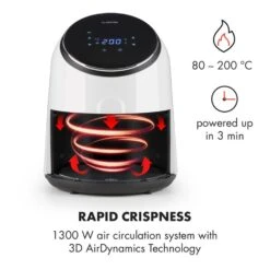 AirVital Heißluftfritteuse 1300W 2,5l CeraPlus-Antihaft Touch Weiß -Küchengeräte 10032331 yy 0004 logo Klarstein AirVital Heissluftfritteuse 1300W weiss reedit