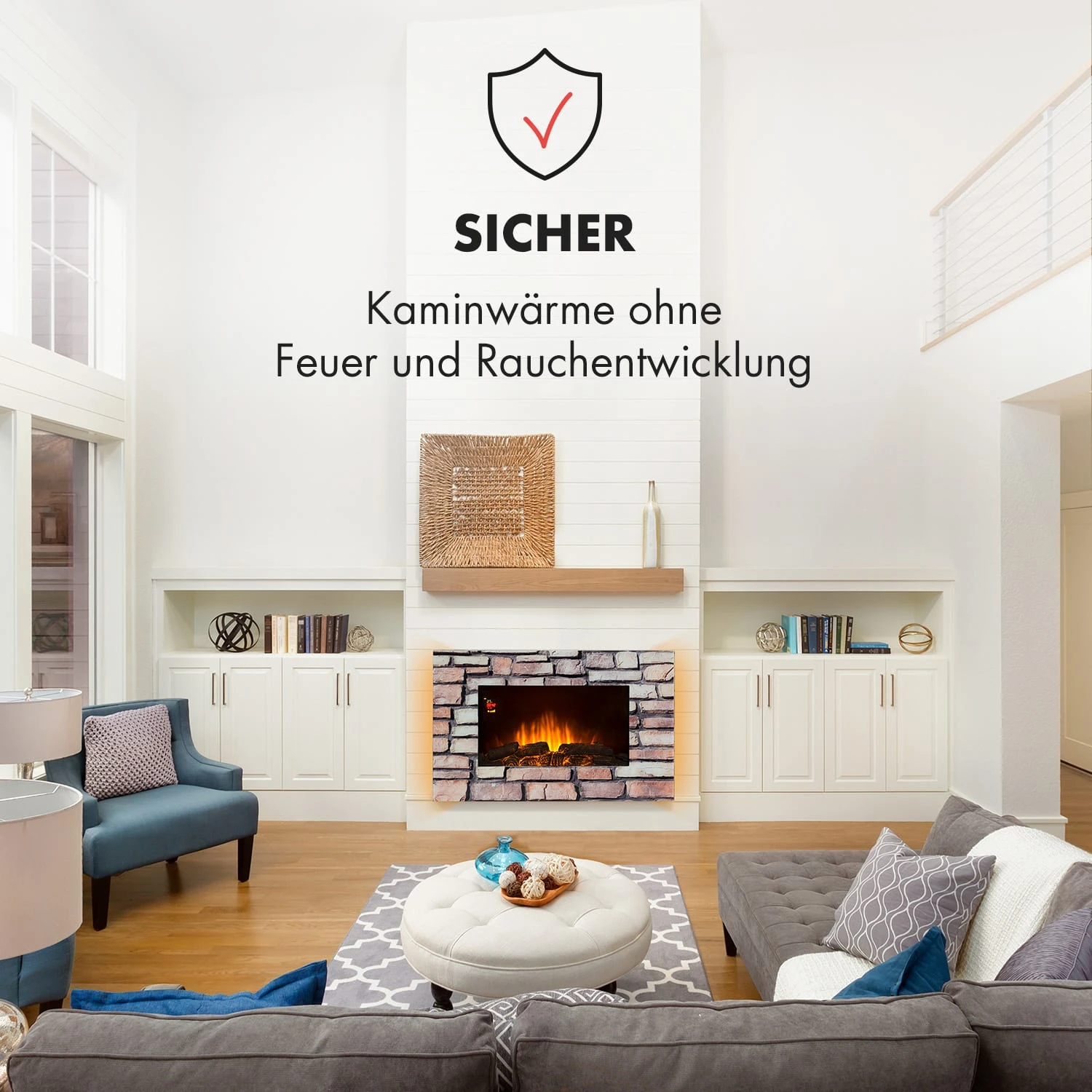 Colmar Elektrischer Kamin Glas 2000W 7 LED-Farben Fernbedienung 2 Colmar Elektrischer Kamin Glas 2000W 7 LED-Farben Fernbedienung – Bild 2