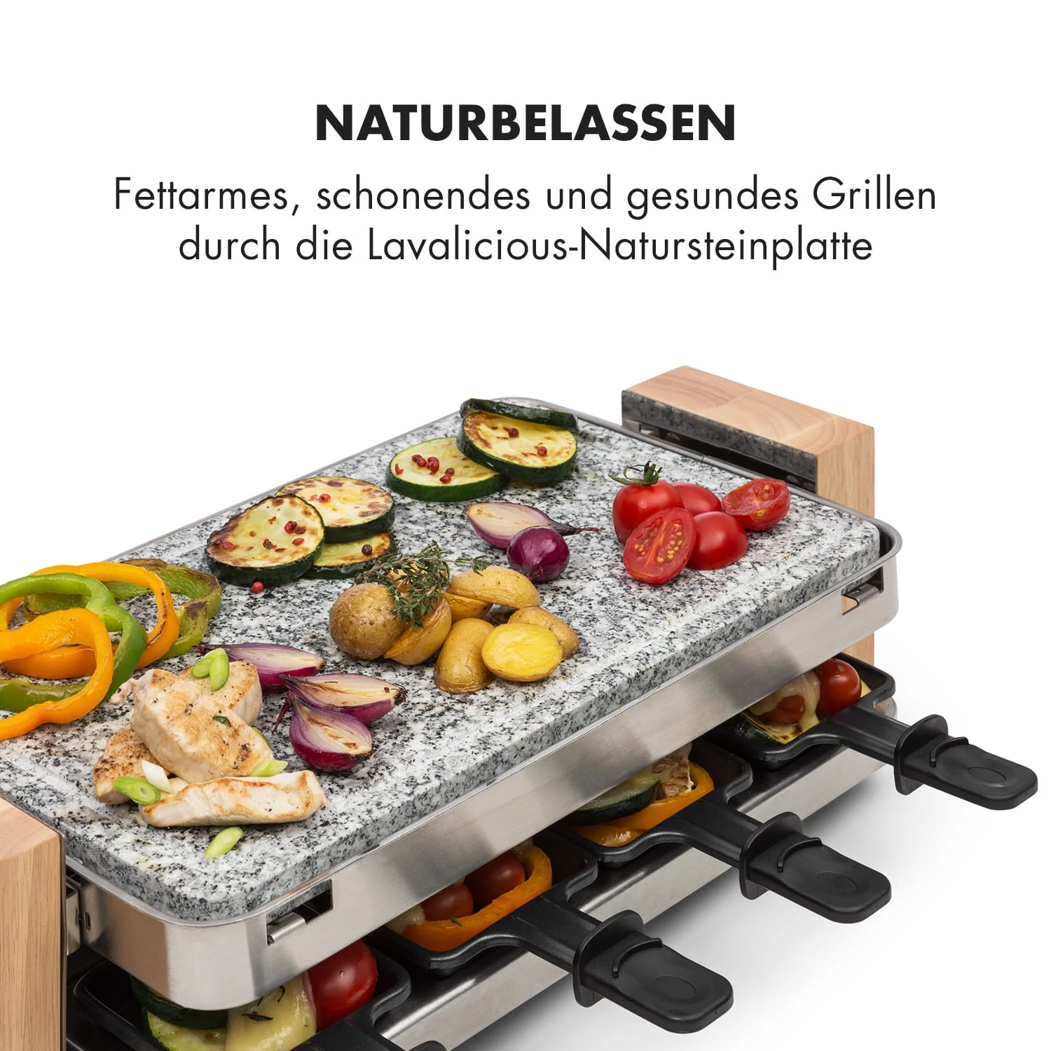 Prime-Rib Raclettegrill 8 Pers. 1500 W Natursteinplatte Edelstahl Holz 3 Prime-Rib Raclettegrill 8 Pers. 1500 W Natursteinplatte Edelstahl Holz – Bild 3