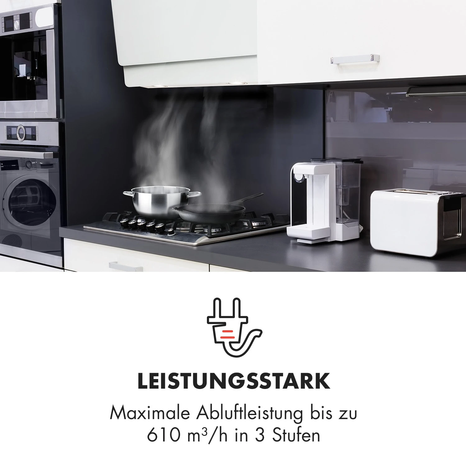 Klarstein Aurica 60 Dunstabzugshaube 60cm 600 M³/h LED Touch Glas Weiß 3 Klarstein Aurica 60 Dunstabzugshaube 60cm 600 M³/h LED Touch Glas Weiß – Bild 3