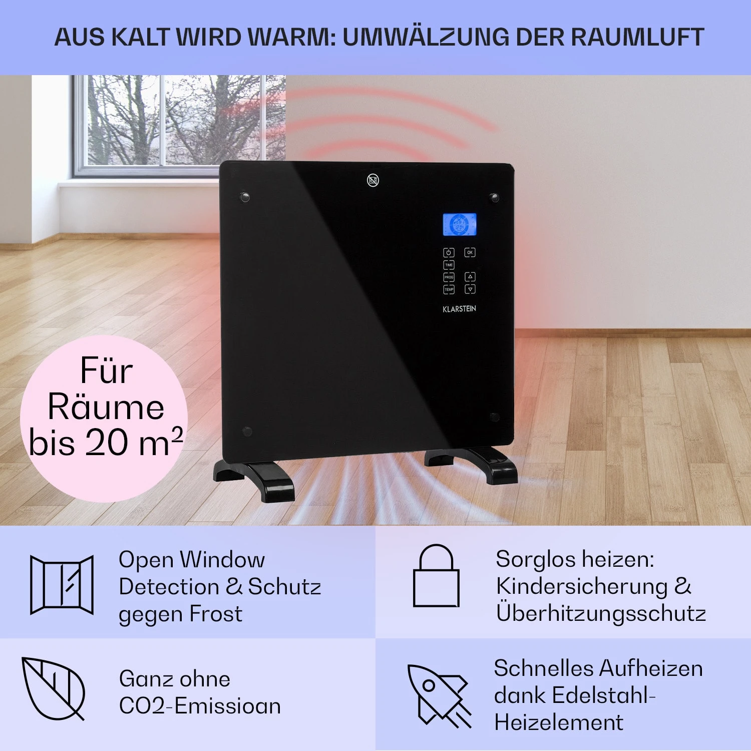 Norderney Konvektions-Heizgerät Thermostat Timer 1000W 20m² 4 Norderney Konvektions-Heizgerät Thermostat Timer 1000W 20m² – Bild 4