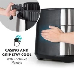 AeroVital Heißluftfritteuse 1700W 5,4 Liter Timer Edelstahl Silber -Küchengeräte 10032848 yy 0006 logo Klarstein AeroVital Heissluftfritteuse silber reedit