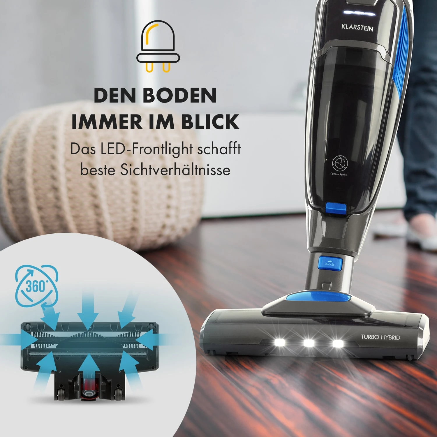 TurboHybrid Staubsauger Boden- Und Handstaubsauger Anthrazit/blau 2 TurboHybrid Staubsauger Boden- Und Handstaubsauger Anthrazit/blau – Bild 2