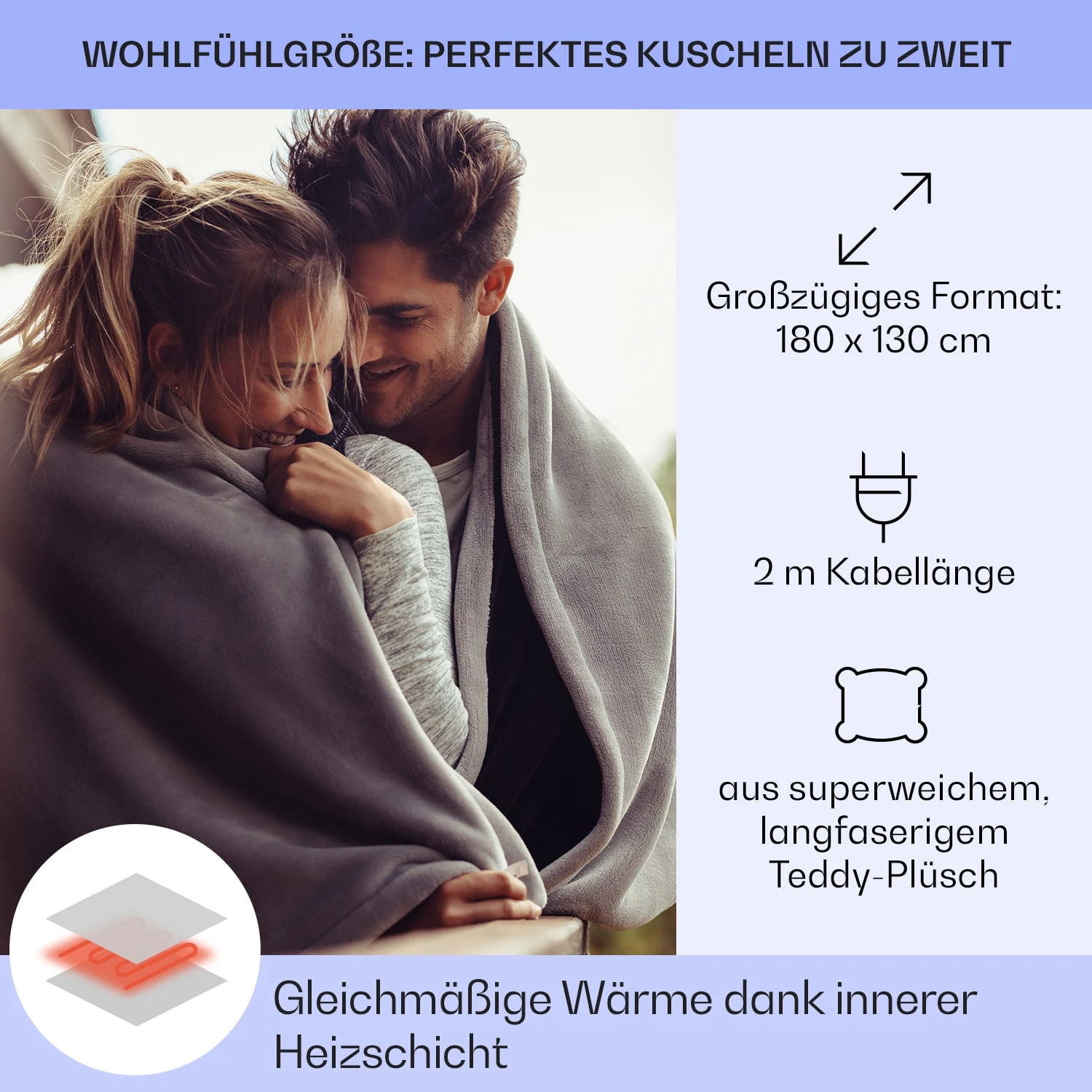 Dr. Watson SuperSoft Heizdecke 120 W 180 X 130 Cm Teddy-Plüsch 5 Dr. Watson SuperSoft Heizdecke 120 W 180 X 130 Cm Teddy-Plüsch – Bild 5