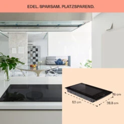 Delicatessa Slim Domino Induktionskochfeld 3500W Timer Schwarz -Küchengeräte 10033015 de 0006 usp