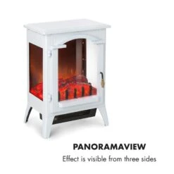 Graz Elektrischer Kamin 1000/2000W Thermostat PanoramaView -Küchengeräte 10033095 yy 0007 logo Klarstein Graz Elektrischer Kamin weiss