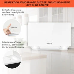 Kronleuchter L Inselabzugshaube 60cm Abluft: 590m³/h LED Touch Glas Weiß -Küchengeräte 10033107 de 0004 usp