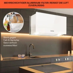Kronleuchter L Inselabzugshaube 60cm Abluft: 590m³/h LED Touch Glas Weiß -Küchengeräte 10033107 de 0006 usp