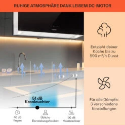 Kronleuchter XL Inselabzugshaube 90cm Umluft 590m³/h LED Touch Schwarz 11 Kronleuchter XL Inselabzugshaube 90cm Umluft 590m³/h LED Touch Schwarz -Küchengeräte 10033108 de 0003 usp