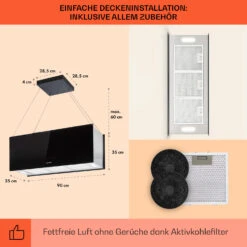 Kronleuchter XL Inselabzugshaube 90cm Umluft 590m³/h LED Touch Schwarz 13 Kronleuchter XL Inselabzugshaube 90cm Umluft 590m³/h LED Touch Schwarz -Küchengeräte 10033108 de 0005 usp