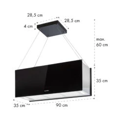 Kronleuchter XL Inselabzugshaube 90cm Umluft 590m³/h LED Touch Schwarz 16 Kronleuchter XL Inselabzugshaube 90cm Umluft 590m³/h LED Touch Schwarz -Küchengeräte 10033108 yy 0011 dimensions