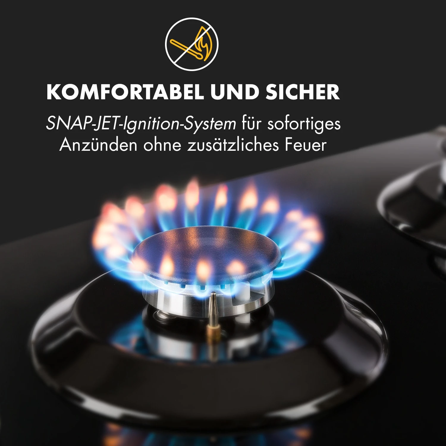 Ignito 5 Zonen Gaskochfeld 5-flammig Sabaf-Brenner Glaskeramik Schwarz 6 Ignito 5 Zonen Gaskochfeld 5-flammig Sabaf-Brenner Glaskeramik Schwarz – Bild 6