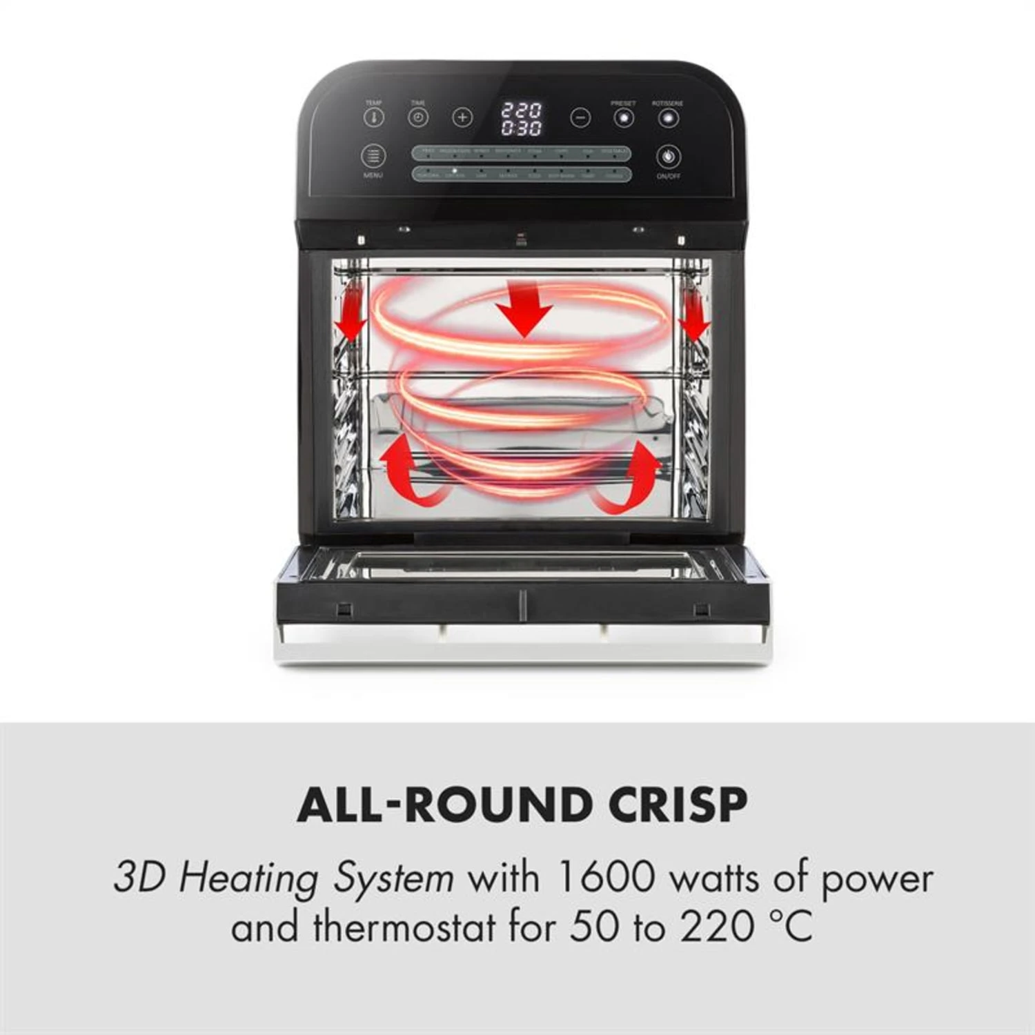 AeroVital Cube Heißluftfritteuse 1600W 12l Timer 16 Programme Schwarz 3 AeroVital Cube Heißluftfritteuse 1600W 12l Timer 16 Programme Schwarz – Bild 3