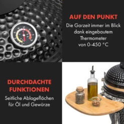 Queensize Kamado Grill Thermometer Abnehmbare Seitenteile Schwarz -Küchengeräte 10033377 de 0006 logo
