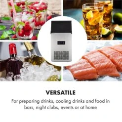 Glacial XL Profi-Eiswürfelmaschine 38kg/d 15l LED Edelstahl Schwarz -Küchengeräte 10033442 yy 0007 logo Klarstein Glacial XL Profi Eiswuerfelmaschine 15 L