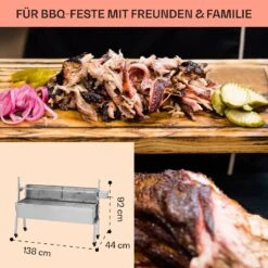 Sauenland Pro Spanferkelgrill Drehspieß 13W 4 Rollen Edelstahl -Küchengeräte 10033566 de 0006 usp