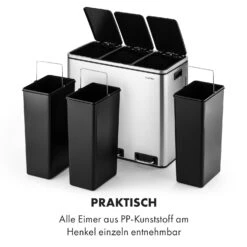 Grandmaster Trash Treteimer 54l / 3x18L Geräuschlos PP Edelstahl -Küchengeräte 10033726 de 0005 logo