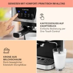 Arabica Espressomaschine 1050W 15 Bar 1,5l Touch-Bedienfeld Edelstahl -Küchengeräte 10033729 de 0003 usp