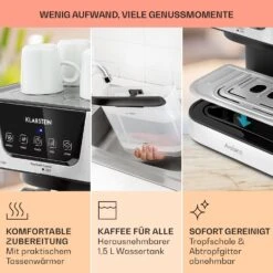Arabica Espressomaschine 1050W 15 Bar 1,5l Touch-Bedienfeld Edelstahl -Küchengeräte 10033729 de 0006 usp