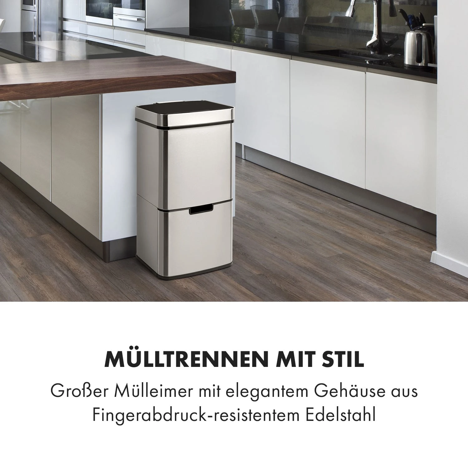 Touchless Müllsammler Sensor 72L 4 Behälter ABS PP Edelstahl Gebürstet 2 Touchless Müllsammler Sensor 72L 4 Behälter ABS PP Edelstahl Gebürstet – Bild 2