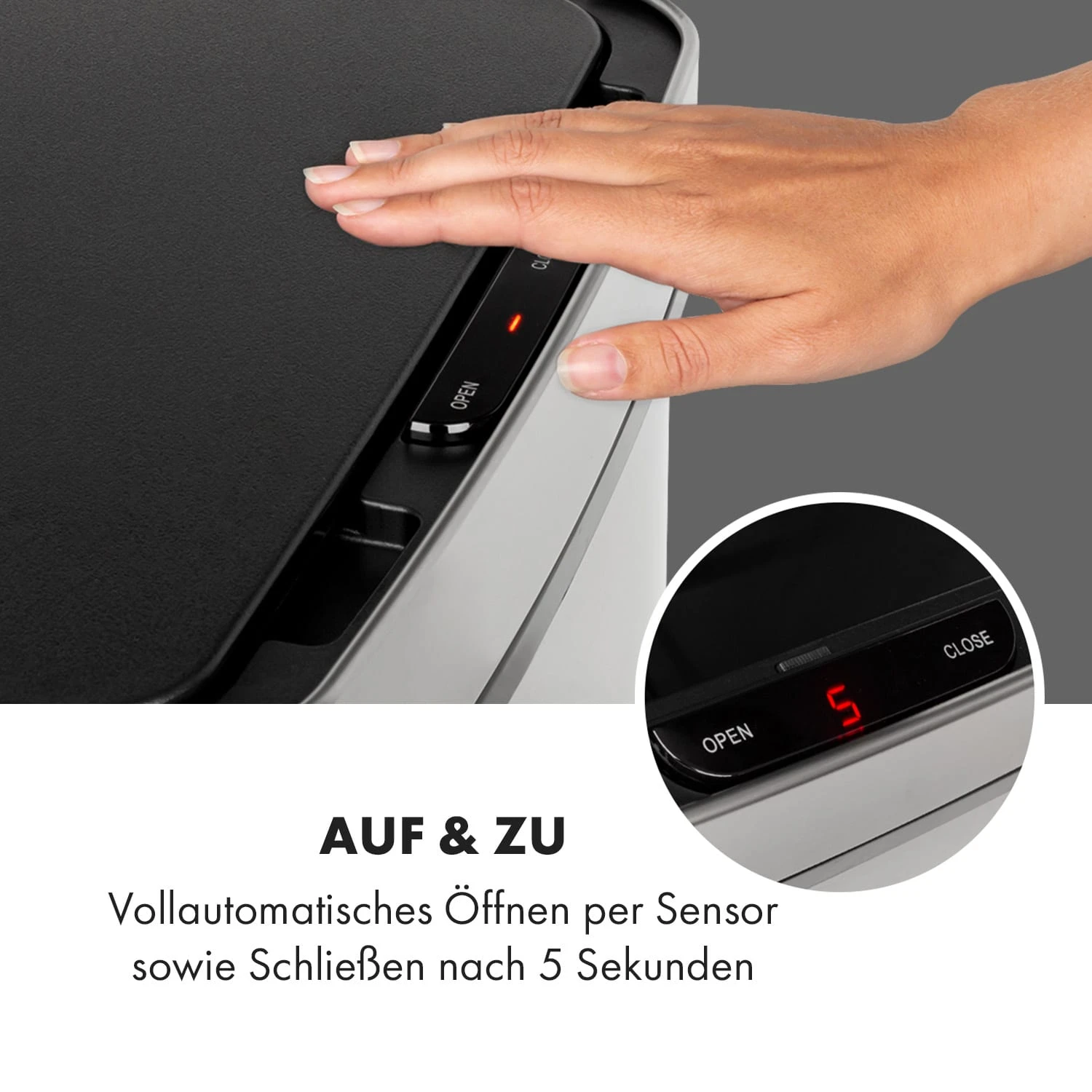 Touchless Müllsammler Sensor 72L 4 Behälter ABS PP Edelstahl Gebürstet 7 Touchless Müllsammler Sensor 72L 4 Behälter ABS PP Edelstahl Gebürstet – Bild 7