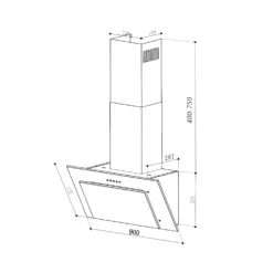 Athena 90 Dunstabzugshaube 90cm 300m³/h 69W Edelstahl -Küchengeräte 10034195 yy 0010 dimensions