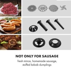 Mett Max Elektrischer Fleischwolf 600W Kupfermotor Aluminium -Küchengeräte 10034244 yy 0004 logo Klarstein Mett Max elektrischer Fleischwolf grau