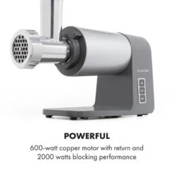 Mett Max Elektrischer Fleischwolf 600W Kupfermotor Aluminium -Küchengeräte 10034244 yy 0007 logo Klarstein Mett Max elektrischer Fleischwolf grau