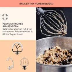 Bella Elegance Küchenmaschine 2000 W 2,7 PS 5,2 Ltr Edelstahl BPA-frei -Küchengeräte 10034364 de 0006 usp