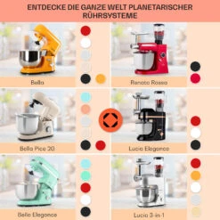 Bella Elegance Küchenmaschine 2000 W 2,7 PS 5,2 Ltr Edelstahl BPA-frei -Küchengeräte 10034364 de 0007 usp