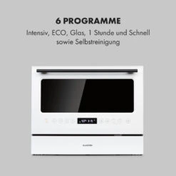 Azuria Geschirrspülmaschine 1380W 6,5L 6 Gedecke Schwarze Glasfront -Küchengeräte 10034510 de 0005 logo