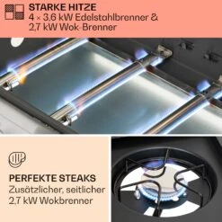 Tomahawk Gasgrill 4x3,6 KW + 2,7 KW Brenner 66x43,5 Cm Grill Edelstahl -Küchengeräte 10034710 de 0003 usp