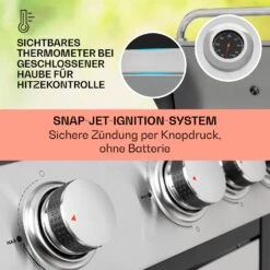 Tomahawk Gasgrill 4x3,6 KW + 2,7 KW Brenner 66x43,5 Cm Grill Edelstahl -Küchengeräte 10034710 de 0004 usp