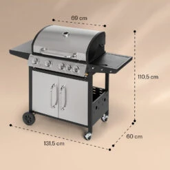 Tomahawk Gasgrill 4x3,6 KW + 2,7 KW Brenner 66x43,5 Cm Grill Edelstahl -Küchengeräte 10034710 yy 0008 dimensions