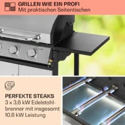 Tomahawk Gasgrill 3 X 3,6 KW Brenner 60 X 43,5 Cm Grill Edelstahl -Küchengeräte 10034711 de 0003 usp