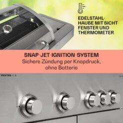 Valkyrie Gasgrill 4x3,5 KW + 3,15 KW Brenner 74x44 Cm Grill Edelstahl -Küchengeräte 10034715 de 0004 usp