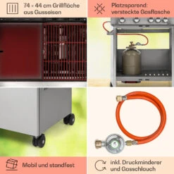 Valkyrie Gasgrill 4x3,5 KW + 3,15 KW Brenner 74x44 Cm Grill Edelstahl -Küchengeräte 10034715 de 0005 usp