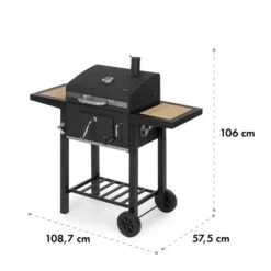 Meat Machine Holzkohlegrill BBQ 45x32,5cm Thermometer Bodenrollen 17 Meat Machine Holzkohlegrill BBQ 45x32,5cm Thermometer Bodenrollen -Küchengeräte 10034819 yy 0009 logo Klarstein Meat Machine Holzkohlegrill schwarz