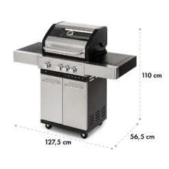 Valkyrie Gasgrill 3x3,2 + 2,9 KW Sichtfenster 54x42 Cm Grill Edelstahl -Küchengeräte 10034845 yy 0010 logo Klarstein Valkyrie Gasgrill 3plus1 Brenner Edelstahl