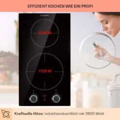 Kochheld Doppel-Induktionskochfeld 2900W Dreh-Regler Glas Schwarz -Küchengeräte 10034946 de 0003 usp